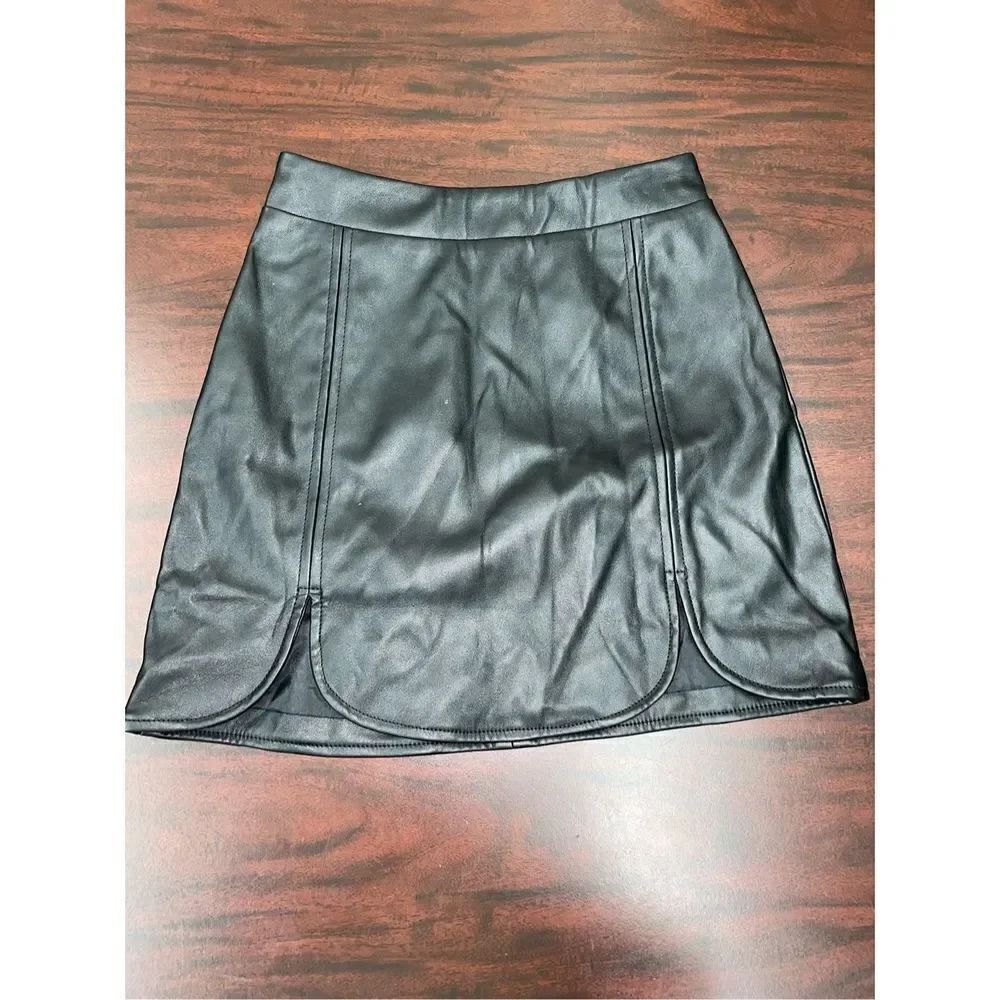 NWT Buddy Love Black Vegan Leather Carli Mini Skirt